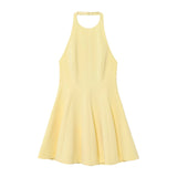BSK&TRAF Women's Clothing 2025 Summer New Pure Wind Wave Hanging Neck Short Dress 2858777