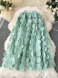 Three-Dimensional Flower Half-Dress Woman 2025 New Medium And Long Fairy Skirt High-Waisted Temperament Mesh Dress