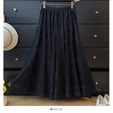 2025 Summer French Gentle Hollow Lace Lace Half-Dress Woman High-Waist A Word Folded Loose Umbrella Skirt
