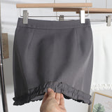Real Shooting Wooden Ear Suit Short Skirt Summer Anti-Walking Lining High Waist Thin Ass A Word Step Skirt 6875