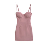 Pure Wind With Chest Cushions With Skirt Femininity Small Retro Waist Tight Bottom Hottie Short Skirt
