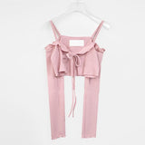 Lace Strap Sling Jacket Bow Shawl Long-Sleeved Top Short Korean Autumn New Pure Desire