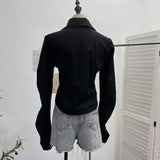 Spring And Autumn New ñÞÖåü]ÐÎ ïÎ Empty Tidal With Long-Sleeved Shirt Bow Collar Top 2776