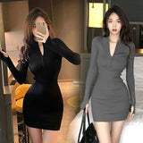 Thai Hottie Pure Desire Zipper Long Sleeve 2025 New Dress Tight Waist Spring Autumn And Winter Bottom Skirt