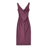 French Collar Dress Retro Niche Design Feeling Folded Waist Pure Desire To Play The Bottom Vest Long Skirt