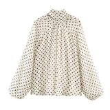 2025 Winter New Women's Fashion Casual Loose Long Sleeve Wave Print Shirt 2075103
