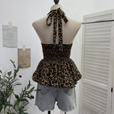 Real-Patting Collared With Chest Pad Sling Vest For Women's Summer Vintage Check-In Skirts With Sleeveless Top 9355