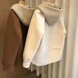 This Year's Popular Explosion Hooded Hair, The Coat Of Women's Autumn And Winter Large-Size Fat Mm Thin And Fake Two Short Outer Tops