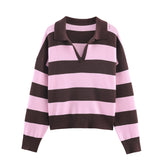 Autumn New Striped POLO Shirt Knitted Knitted Knitted Shirt 5536162