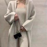 Spring And Autumn Suit 2026 New Sweater Knitted Open Shirt Coat With Chest High Waist Wide Leg Pants Three Sets