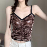 Sexy Babes Sling Vest Female Design Sense Double Splicing Elastic Folds Slimming Blouse