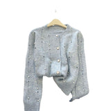 Knitted Women's Autumn New Small Fragrant Wind Nails Long-Sleeved High-End Sweater Coat High-End Design Sense Niche Top