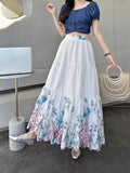 French Rags Hollowed-In Children's Half-Dress Women's Spring Loose Thin Temperament Mid-Long Skirt