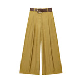 Autumn Women's Fashion With Belt Silk And Taut Leg Trousers 3533556