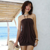 Holiday Style Solid Color Hanging Neck Tset Dress 2025 Summer New Hot Girl Sexy Ass Skirt Tide
