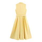 2025 Summer New Women's Fashion Simple Generous Belt Shirt Dress 4043072