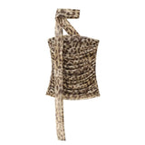 Spring 2025 New Women's Animal Print Pattern Net Tector-Smeared Tsets Half Dress
