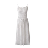 New Summer Korean Gentle Wind Little White Dress Dress Lace Cotton High-Rise Thin Sling Skirt
