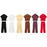 Summer New Women's Collar Short-Sleeved Short Coat Straight Trousers 8491053 8491054