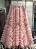 Explosion Design Sense High-End Mesh Heavy Industry Super Swing Dress Thin Croake Gorgeous Cake Skirt