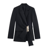 BSK&TRAF Women's Summer 2026 New Buckle-Dressed Suitge 9363590 Straight Trousers 9350590