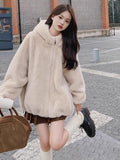 Hairy Hoodie Jacket Women's Autumn And Winter 2026 New Explosive Korean Version Lazy Loose Plus Thick Coat