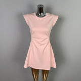 Early Autumn New Temperament Round Neck Folding Body Folds Casual Solid Slime Short-Sleeved High-Waisted Dress