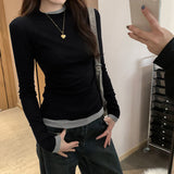 Spring 2025 New Design Pure Desire Long-Sleeved Shirt Women Can Wear The Shoulder To Repair T-Shirt Top