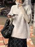 Korean High-Collar Knitted Vest Vest Women 2026 Autumn And Winter New Lazy Wind Loose Thick Horse Lame Dress
