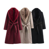 Autumn New Fur Collar Belt Temperament Coat 9225147