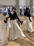 Tea Wear A Set Of Women's Early Autumn High-Grade Temperament Long-Sleeved Top Skirt Half-Dress Fashion Two Sets