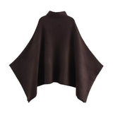 Autumn And Winter New Asymmetric Half-High Collar Knitted Cloak Coat 3739027