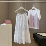 Small Fresh Floral And Snowy Short Skirt Women's Summer New Small Cake Skirt Sweet Anti-Walking Word Half-Body Skirt