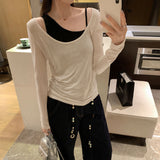 Korean Early Autumn Wear A Set Of Super-Looking Sleeveless Sleeveless Sleeves Inside The Two-Piece Top Lady