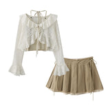 Autumn New Trend Hottie Style Lace Coat + Walled Small Sling + Straps With Hair-Sides Of Three-Piece Women