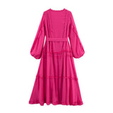 BSK&TRAF Women's Clothing In The Summer Of 2025 New Chiffon Splicing Long Oversized Dress