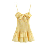 Summer New Small Check-In Bow Ornament Back Hollow Dress 8034522