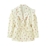 BSK&TRAF Women's Clothing 2025 Autumn New French Fashion Pocket Belt Bandwidth Shoulder Suit Jacket