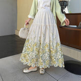 Half-Dress Casual Flowers 3D Embroidery Commuting With Long Skirts For Women
