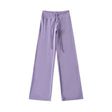 Korean Small Man Standing Thin Hooded Zipper Coat + Loose Feeling Loose Draw Rope Broad Leg Trousers Two Sets Of Women