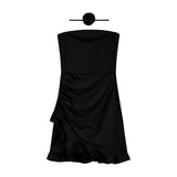 Autumn Temperament Flowers Pure Desire To Close The Waist Lotus Side Skirt Sexy Ass Short Skirt Shoulder Bra Dress Woman