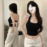 Hanging Neck Bare Back Sexy Sling Vest Women's Summer Careful Machine Design Hollow Beauty Outside Wearing Hottie Sleeveless Top