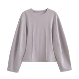Autumn New Double-Sided Round Collar Blouse 3641859 Elastic Casual Trousers 3641860