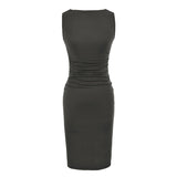 Pure Desire A Word Shoulder Sleeveless Wrinkles Bag Hip Dress Women Summer Niche Temperament Elasticity Thin Hottie Long Skirt