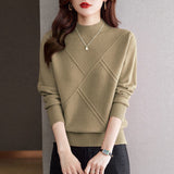 Half-High Collared Sweater Lady Autumn And Winter 2025 New Loose Fashion With Knitted Bottom Shirt Tide