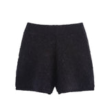 BSK&TRAF Women's Autumn 2025 New Towel Knitted Half-Zip Hooded Vest Shorts Set