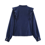 Autumn New Denim Laminated Decorative Shirt 6147181 Jeans 6147170