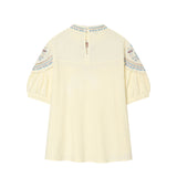 Spring New Embroidery Round Collar Collar Loose Top 5770025