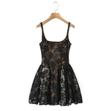 BSWK & TRAF Women's Winter 2025 New French Pure Style Sleeveless Lace Suspension Dress