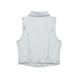 Spring New Denim Smeard Vest 6147107 Low-Rise Jeans 6147116